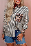 Sabrina Leopard Mix Stripe Top- Black