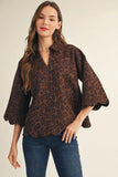 Scalloped Edge Collared Knit Top