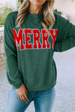 Twisted Ribbed MERRY Graphic Pullover