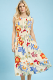 Vintage Garden Smocked Waist Midi Dress
