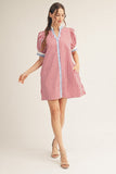 Harbor Stripe Ruffle Collar Dress - Red/White