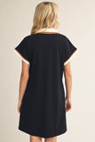 Classic Contrast Polo Dress- Black