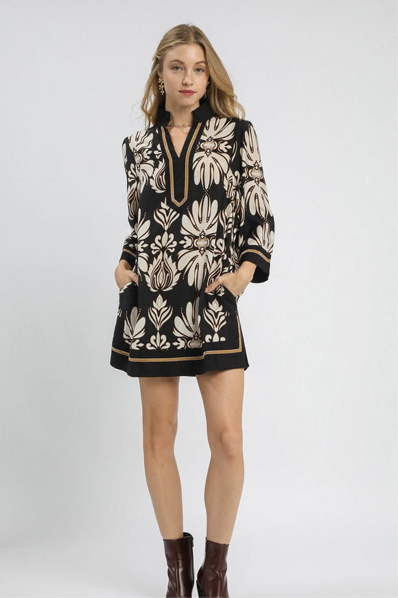 Marabella Velvet Trim Tunic Dress