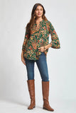 Lizzy Bell Sleeve Top-Paisley Hunter
