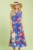 Vintage Garden Smocked Waist Midi Dress