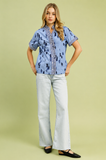 Blue Willow Ruffle Top- Blue