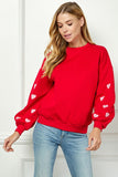 Embroidered Terry Patch Heart Sleeve Sweatshirt