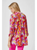 Lizzy 3/4 Sleeve Retro Swirl Top - Magenta
