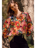 Wildflower Symphony Tie-Neck Blouse - Multi