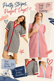 Harbor Stripe Ruffle Collar Dress