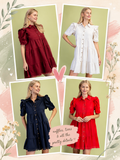 Calla Gathered Sleeve Soft Denim Tiered Dress