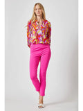 Lizzy 3/4 Sleeve Retro Swirl Top - Magenta