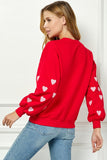 Embroidered Terry Patch Heart Sleeve Sweatshirt