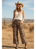 Wide Leg Flowy Woven Pants - Leopard
