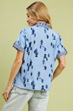 Blue Willow Ruffle Top- Blue