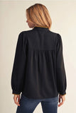 Stitch of Charm Contrast Trim Button Front Blouse