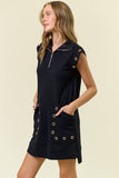 Monaco Grommet Zip Shift Dress