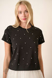 Pearl Accent Short Sleeve Top