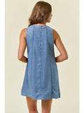 Coastal Drift Denim Shift Dress- Blue