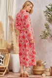 Rodeo Rose Bandana Print Duster/Maxi Dress - Tomato Red