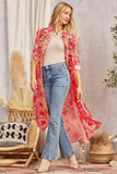 Rodeo Rose Bandana Print Duster/Maxi Dress - Tomato Red