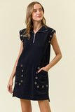 Monaco Grommet Zip Shift Dress