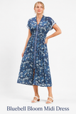 Bluebell Bloom Midi Dress - Denim Blue