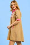 Bloom & Grace Embroidered Dress- Latte