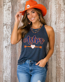 Retro Rhinestone Astros Signature Halter Tank - Navy