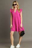 Smocked Shoulder Tiered V-Neck Dress