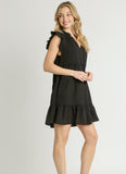 Smocked Shoulder Tiered V-Neck Dress