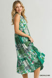 Paisley Box Print Sleeveless Midi Dress with Tassel Tie Front