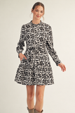 Floral Print Ruffle Collar Belted Tiered Mini Dress