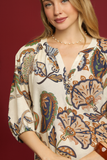 Clara Boho Split Neck Charm Top