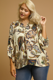 Clara Boho Split Neck Charm Top