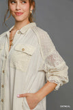 Linen Blend Two-Way Dress Full Button-Up Shacket