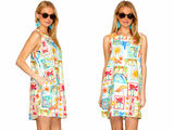 Sunset Postcard Patchwork Shift Dress