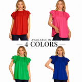 Flirt & Flow Ruffle Sleeve Pintuck Blouse