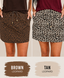 On the Move Drawstring Skort - Leopard