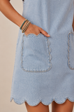 Scallop Pocket Denim Tank Mini Dress