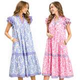 Periwinkle Paisley Ruffle Tier Midi Dress