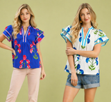 Poppy Petal Split Neck Blouse