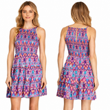 Vivid Mirage Smoked Tiered Dress- Fuchsia/Purple