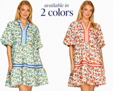 Blushing Meadow Contrast Trim Tiered Dress