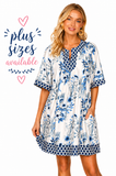 Vintage Lattice Border Floral Tunic Dress