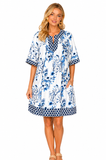 Vintage Lattice Border Floral Tunic Dress