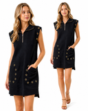 Monaco Grommet Zip Shift Dress