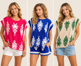 Border Print Poncho Top