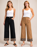 Ankle Skimmer Wide Leg Leopard Cuff Pants