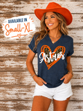 Astros Leopard Heart Graphic Tee - Navy